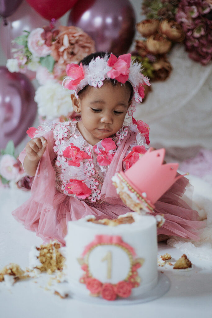 Cake Smash Photography Cincinnati | Blush and Floral Cake Smash